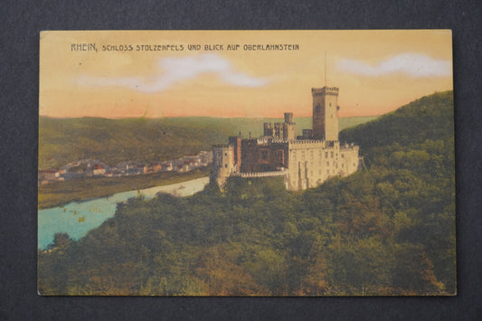 Pohlednice SCHLOSS STOLZENFEELSUND BLICK AUF OBERLAHMSTEIN RÝN x8945