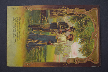 Pohlednice TLAČENÁ MILOSTNÁ ZAMILOVANÁ 1900s O. K. P. x9000