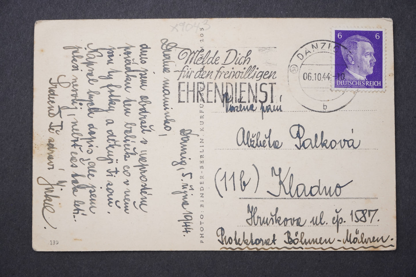 Pohlednice KVĚTINY BINDER BERLIN KURFURSTENDAMM 205 x9043