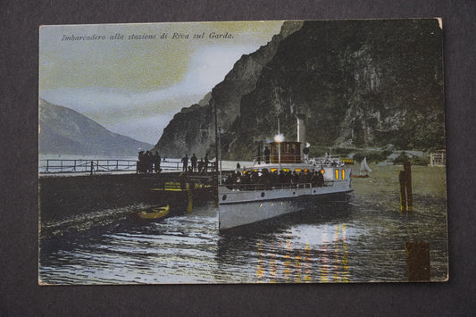 Pohlednice PARNÍK IMBARCADERO ALLA STAZIONE DI RIVA SUL GARDA x9097
