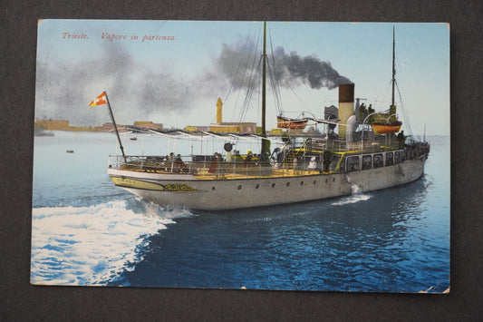 Pohlednice PARNÍK TRIESTE VAPORE IN PARTENZA x9098