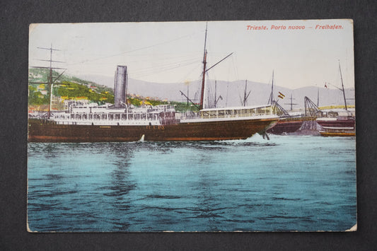 Pohlednice PARNÍK TRIESTE PORTO NUOVO FREIHAFEN x9099