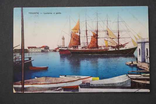 Pohlednice PŘÍSTAV PLACHETNICE LOĎ TRIESTE LANTERNA E PORTO x9101