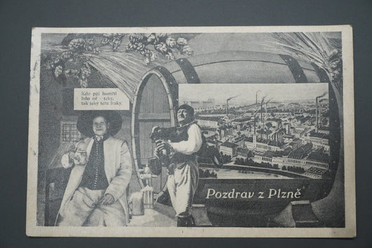 Pohlednice POZDRAV Z PLZNĚ PILSEN KOLÁŽ (x9502)