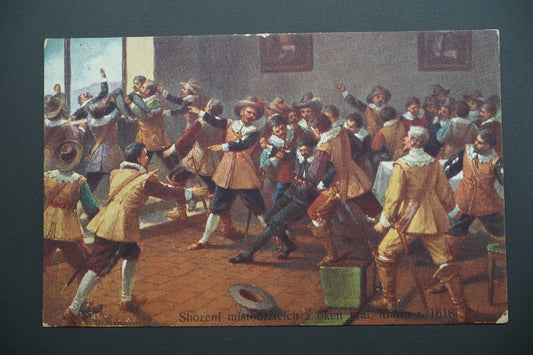 Pohlednice Shození místodržících z oken, J. Mathauser (x9567)