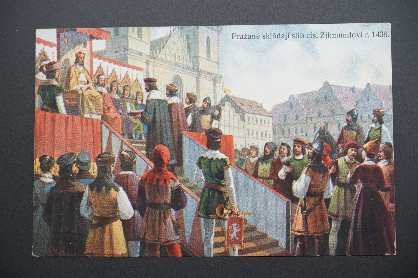 Pohlednice Pražané slibují císaři Zikmundovi r. 1436 (x9577)
