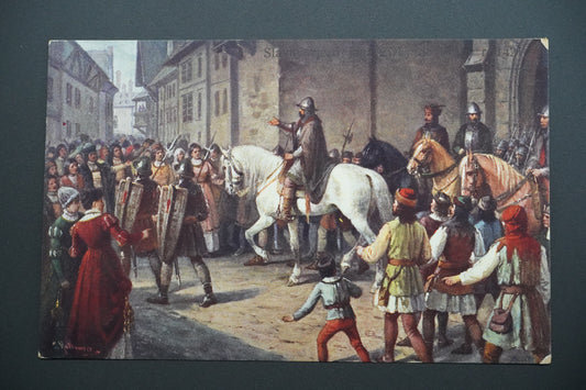 Pohlednice Vjezd Jana Žižky do Prahy r. 1421, J. Mathauser (x9582)