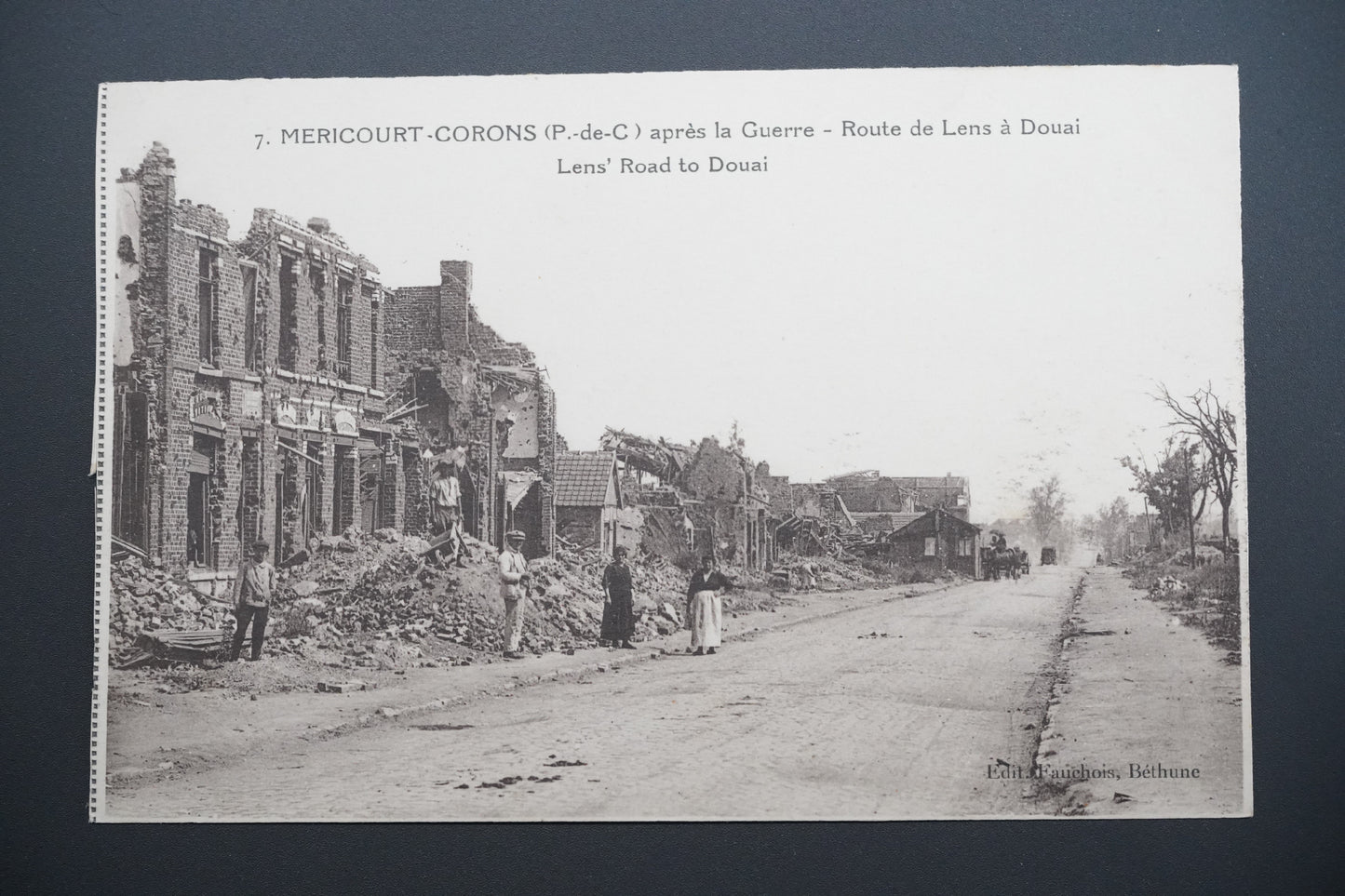 Pohlednice Méricourt – silnice Lens–Douai po válce (x9610)