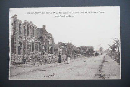 Pohlednice Méricourt – silnice Lens–Douai po válce (x9610)