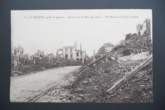 Pohlednice La Bassée – ruiny ulice de Lille po válce (x9627)
