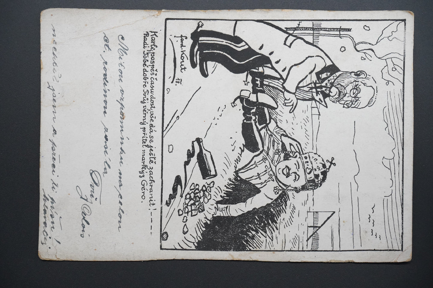 Pohlednice Karikatura Ford – vojáci kout 18 (x9878)