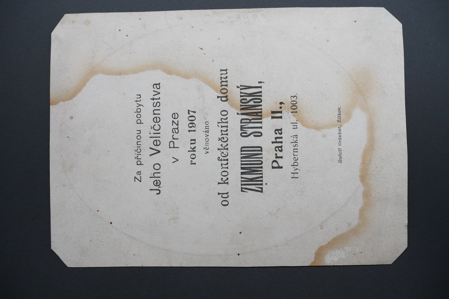 Pohlednice Pobyt císaře v Praze 1907 – konfekce Z. S. (x9933)
