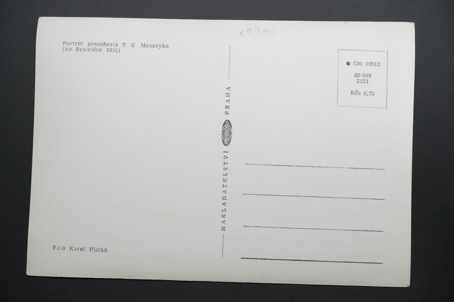 Pohlednice Portrét T. G. Masaryka na Bystričce 1931 (x9945)