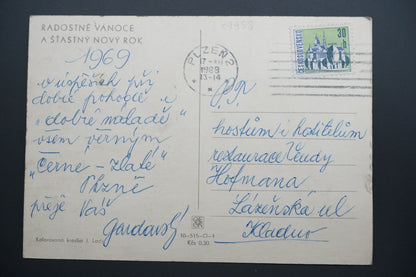 Pohlednice Vánoce – kresba J. Lady, pokoj lidem (x9958)