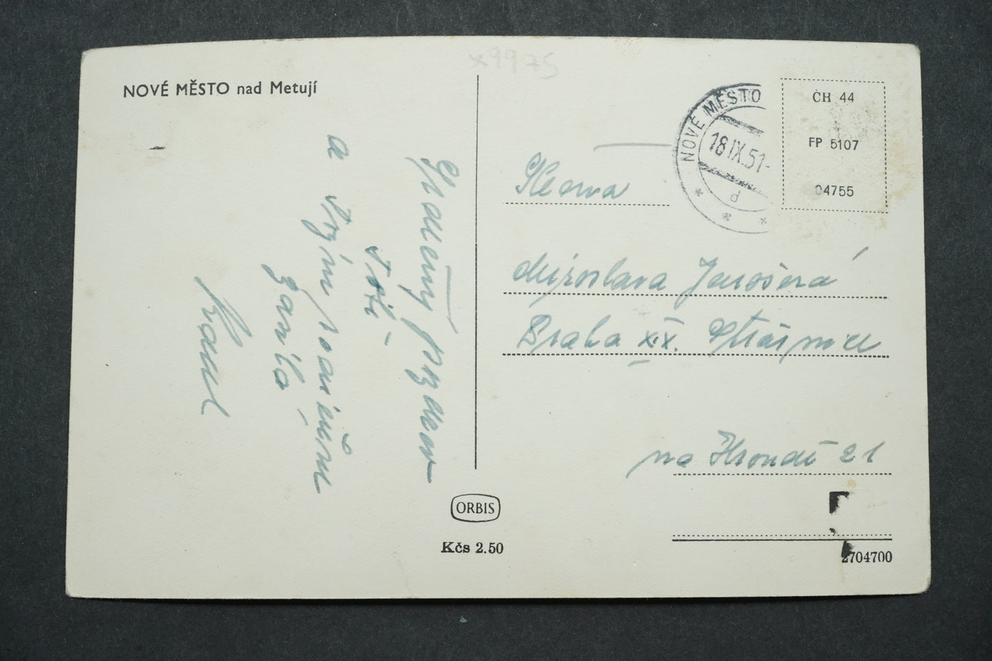 Pohlednice NOVÉ MĚSTO NAD METUJÍ x9975