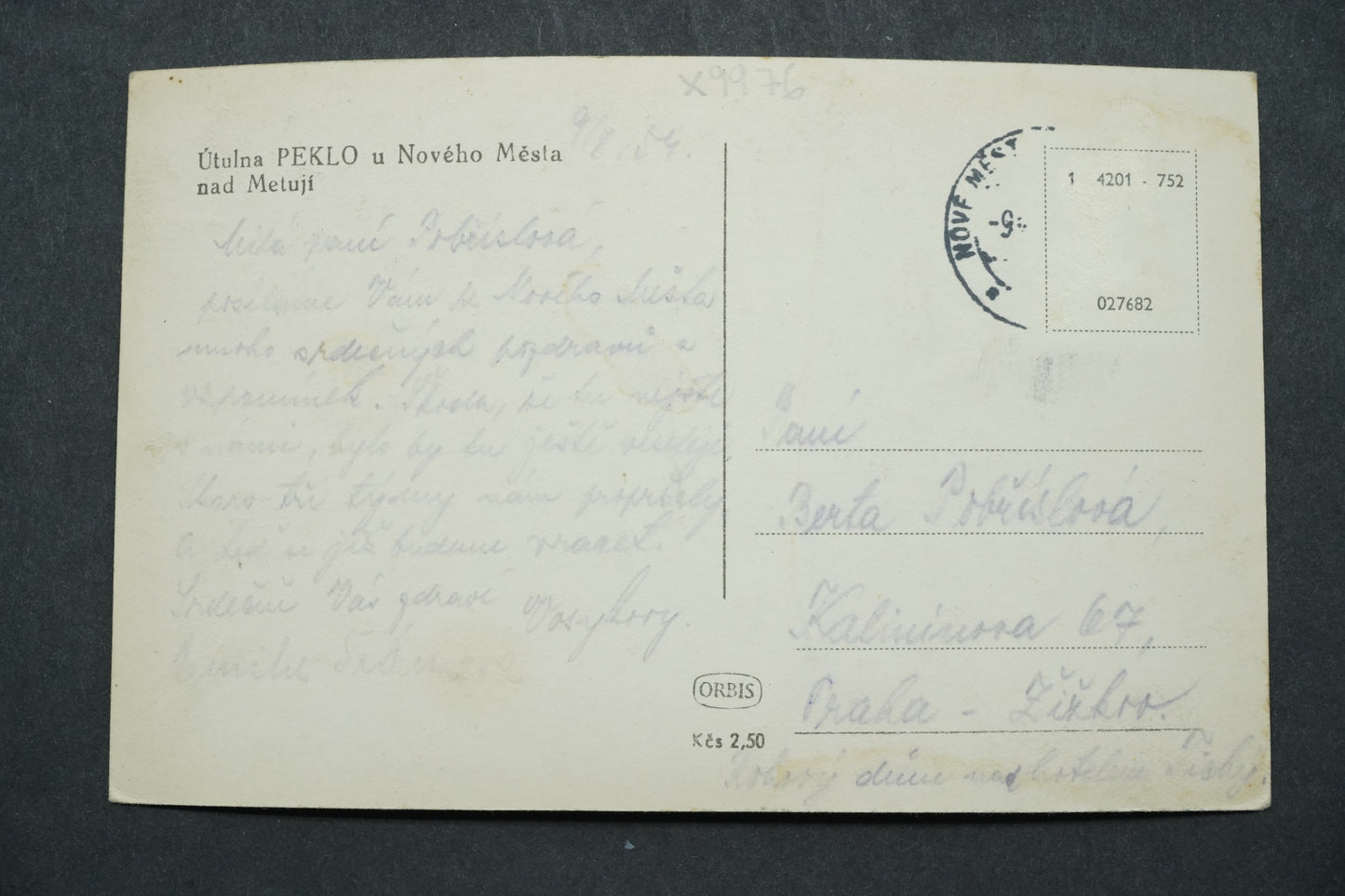 Postcard COZY HELL NEAR NOVÉ MÉSTO NAD METUJÍ x9976