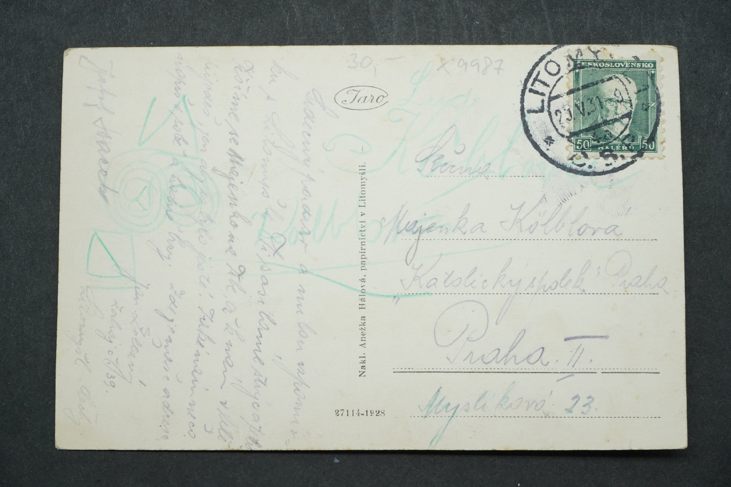 Pohlednice Lytomyšl Pomník J.A.Komenského a Smetanův dům x9987