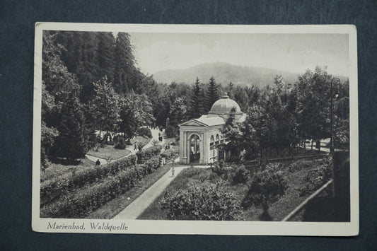 Postcard Marienbad, Waldquelle x10050