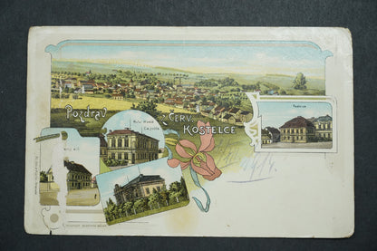 Postcard Red Church x10144