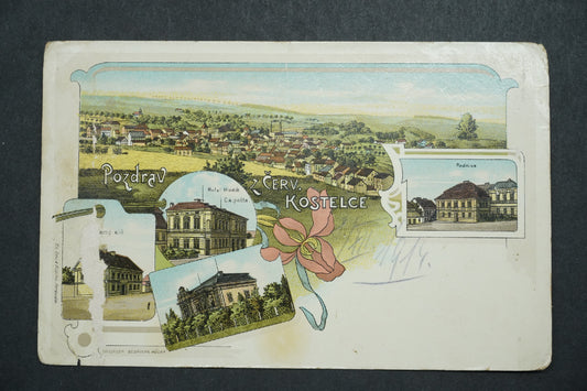 Postcard Red Church x10144