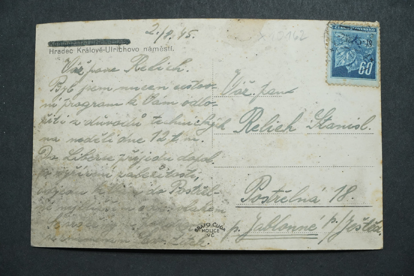 Postcard Hradec Kralove x10162