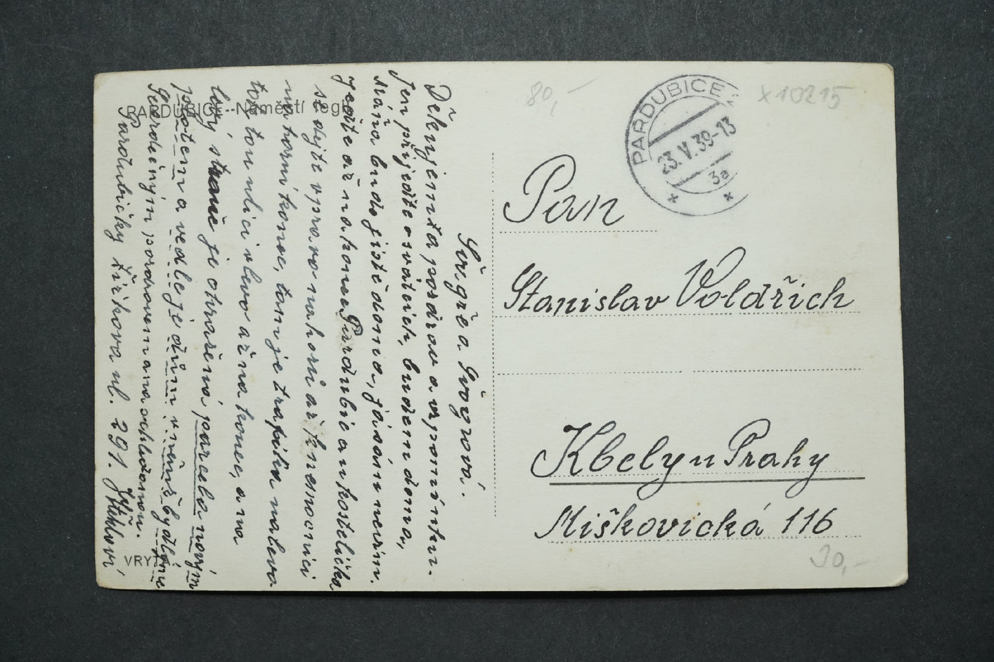 Postcard Pardubice Legion Square x10215