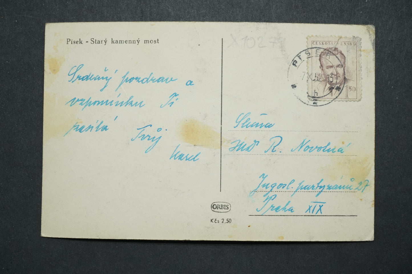 Postcard Písek - Old stone bridge x10279