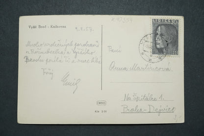 Pohlednice Vyšší Brod knihovna x10354