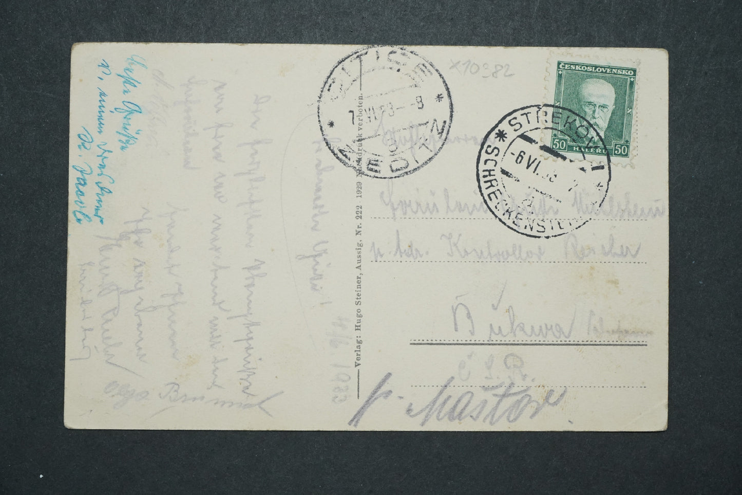 Pohlednice Aussig a. E. Burgruine Schreckensien x10382