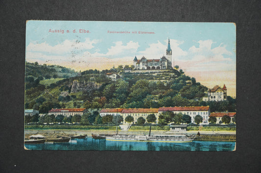 Pohlednice Aussig a. E. Ferdinandshöhe mit Elbterrasse x10383