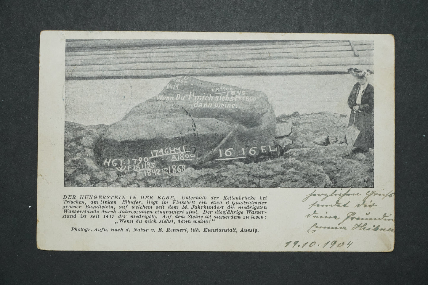 Pohlednice Der Hungerstein in der Elbe x10386