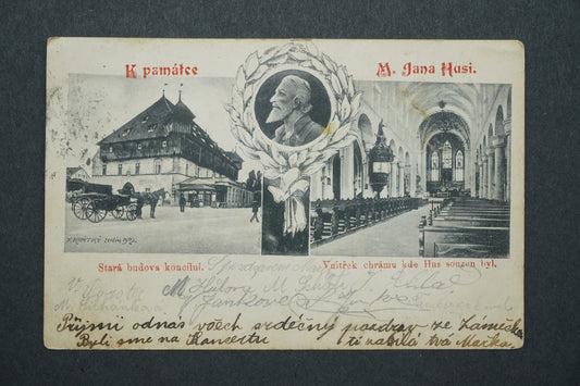 Pohlednice K památce M. Jana Husi koláž x10410