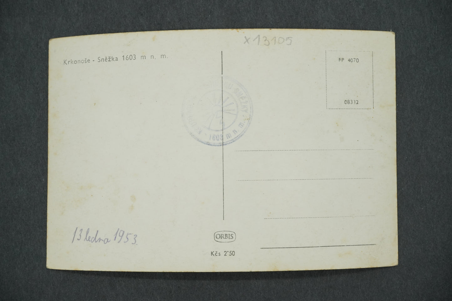Postcard KRKONOSZE - SNĚŽKA 1603 MN M (x13105)