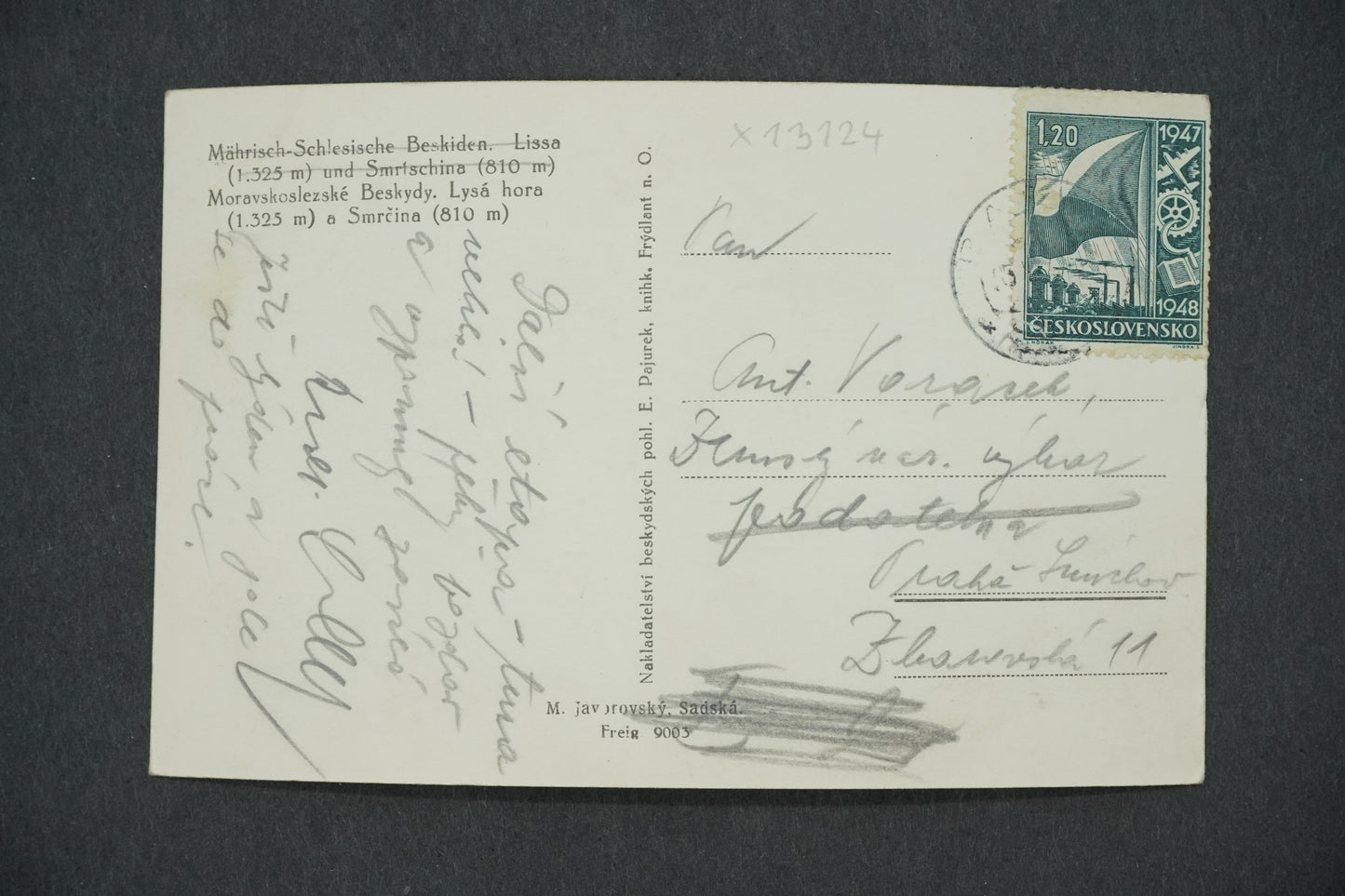 Postcard MORAVIAN-SILECIAN BESKYDY. LYSÁ HORA 1325 M (x13124)