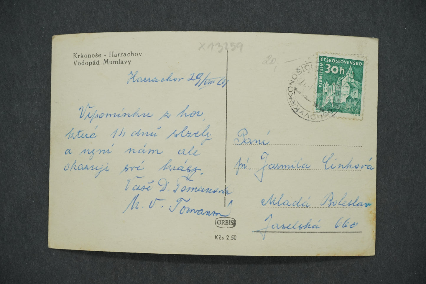 Postcard KRKONOSE MOUNTAINS HARRACHOV MUMLAVY WATERFALL (x13259)