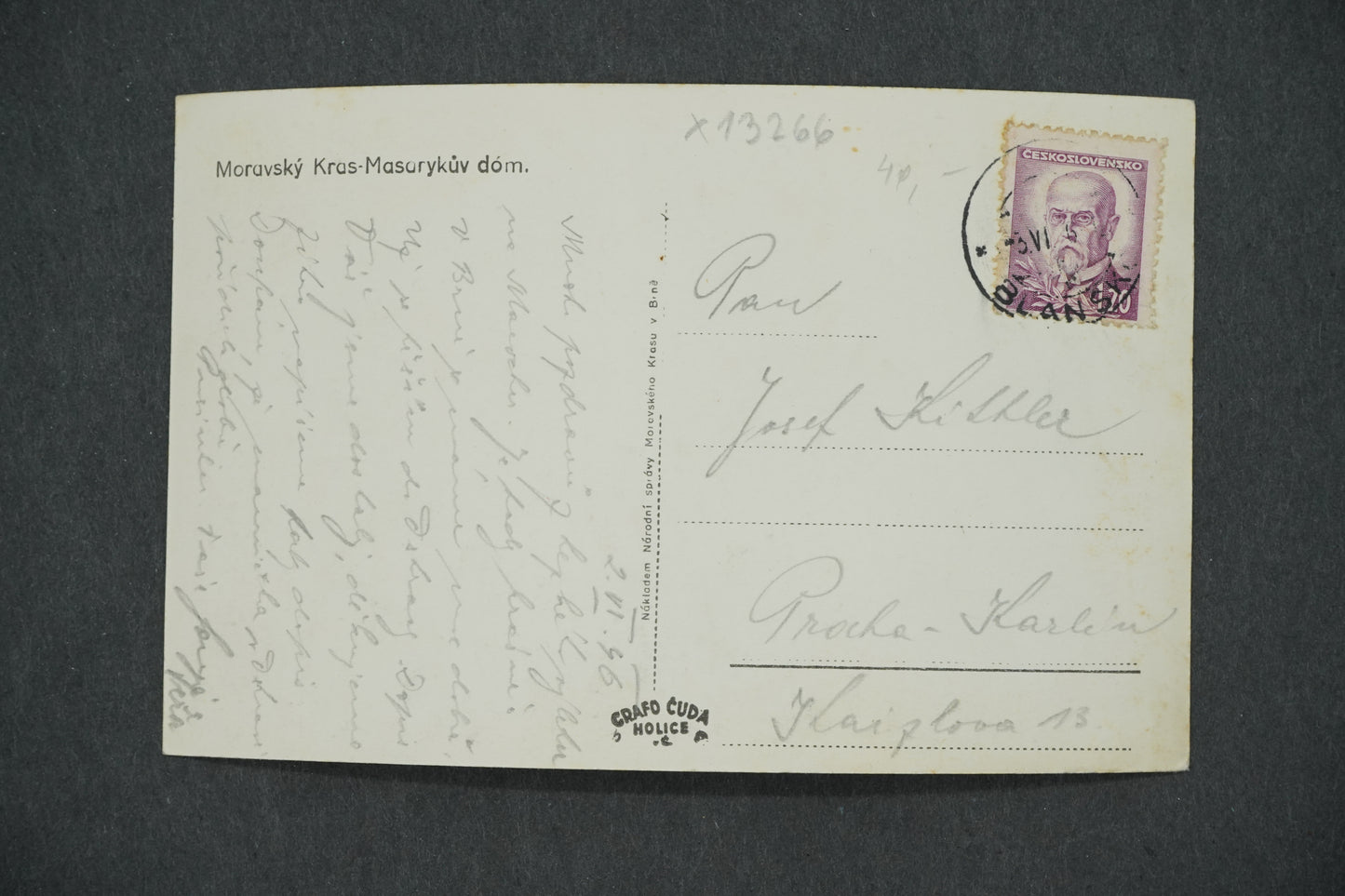 Postcard MORAVIAN KRAS - MASARYK'S HOUSE (x13266)