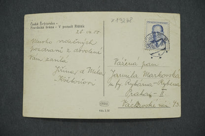 Pohlednice ČESKÉ ŠVÝCARSKO - PRAVČICKÁ BRÁNA V POZADÍ RŮŽÁK (x13268)