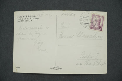 Pohlednice HOTEL KČT BÍLÝ KŘÍŽ POŠTA A ŽEL. ST. ST. HAMRY (x13304)