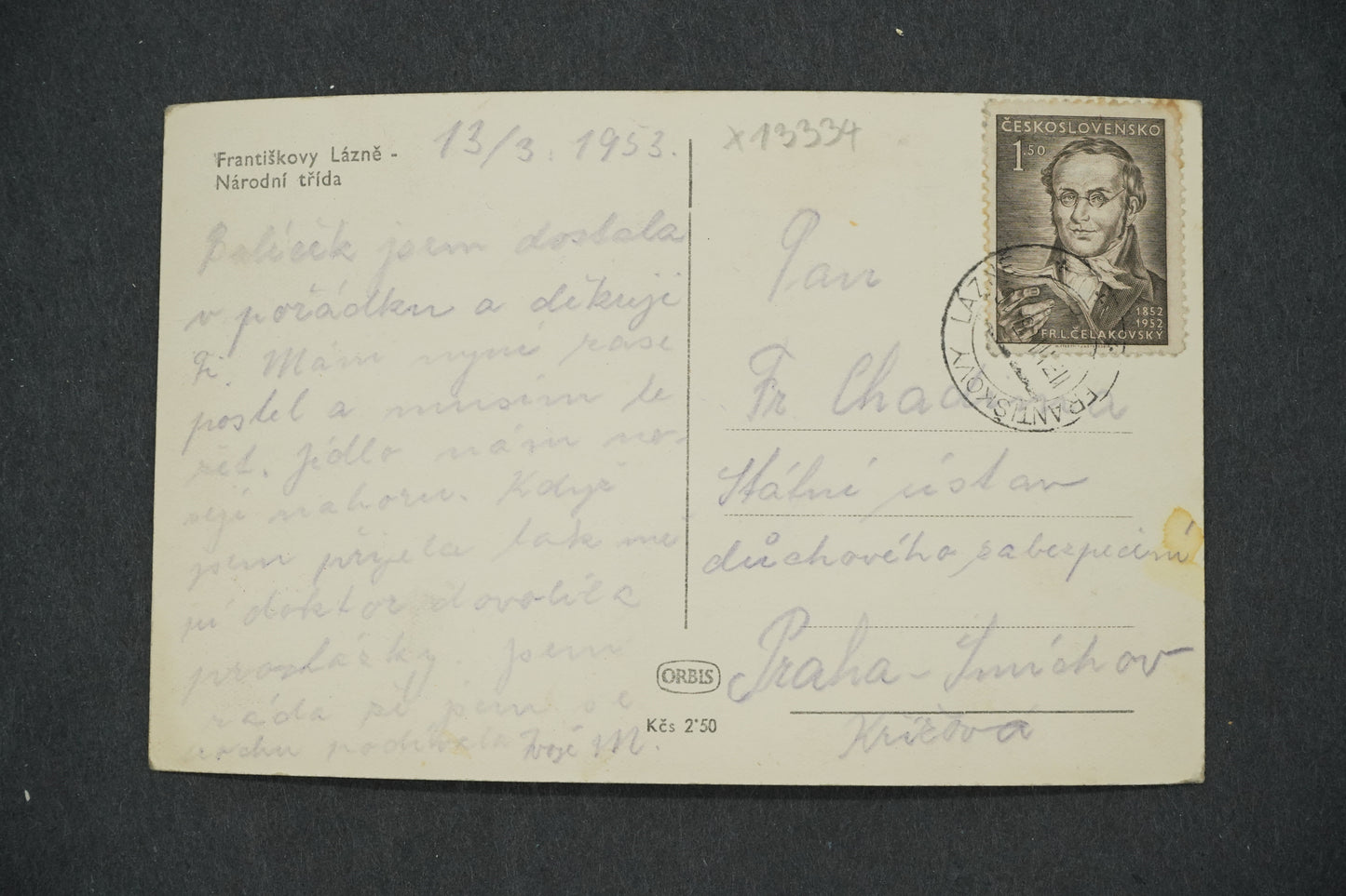 Postcard FRANCISKA LÁZNE NATIONAL CLASS (x13334)