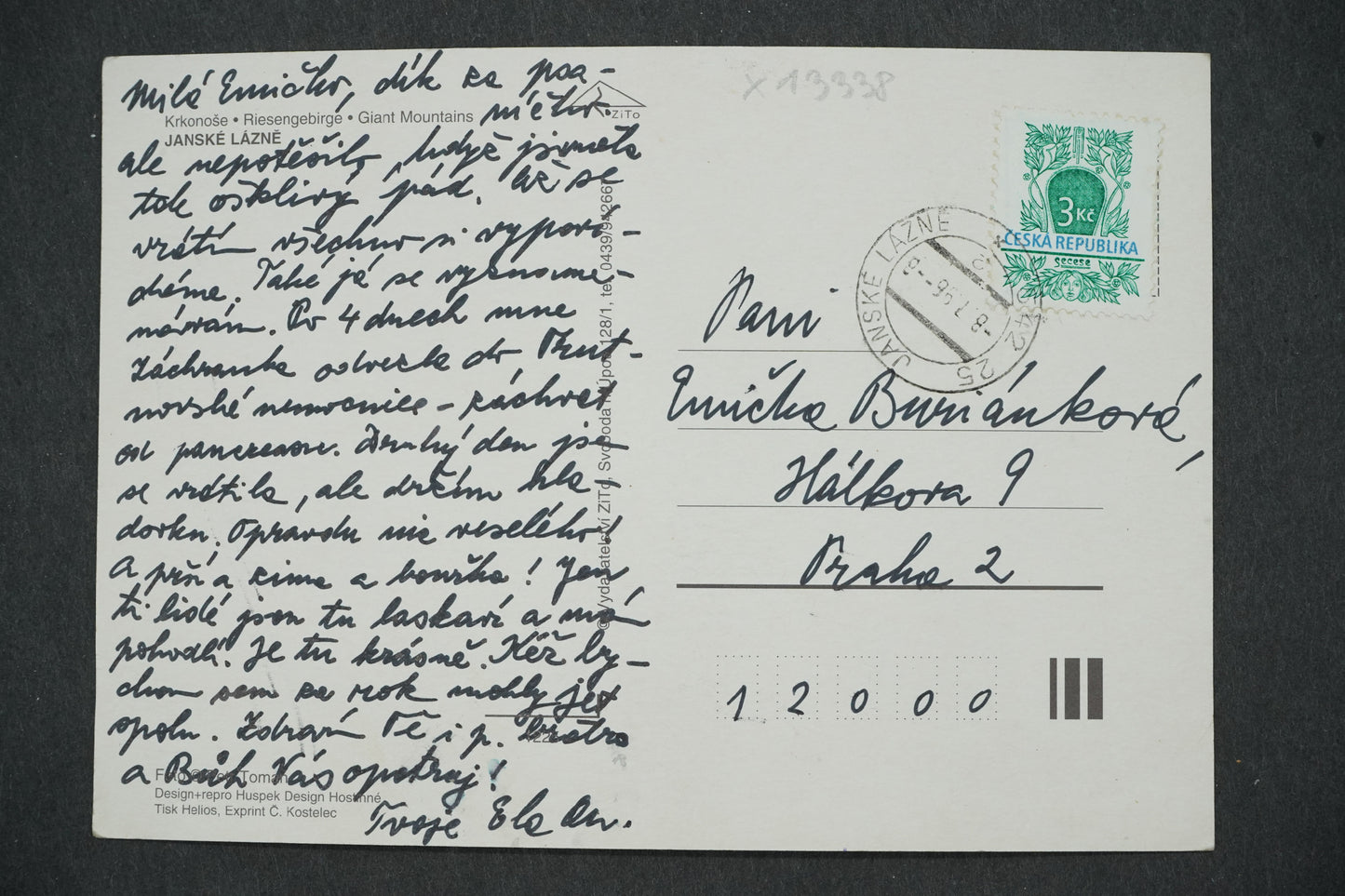 Postcard JÁNSKÉ LÁZNĚ (x13338)