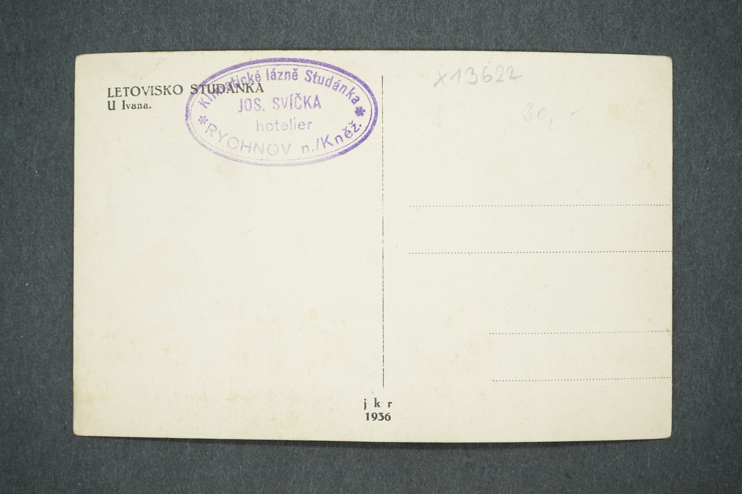 Pohlednice LETOVISKO STUDÁNKA U IVANA RYCHNOV N. KNĚŽNOU (x13622)
