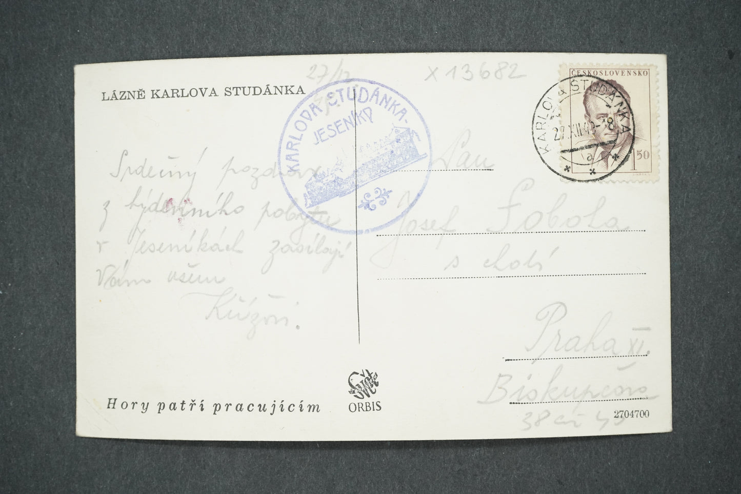 Postcard KARLOVA STUDÁNKA SPA (x13682)