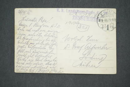 Pohlednice CHLAP NA KONI K.K. LANDSTURM BAON Nr 37 ZENSURIERT (x14040)