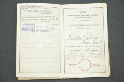 VKLADNÍ KNÍŽKA SPOŘITELNY KRÁLOVÉDVORSKÉ (x14914)