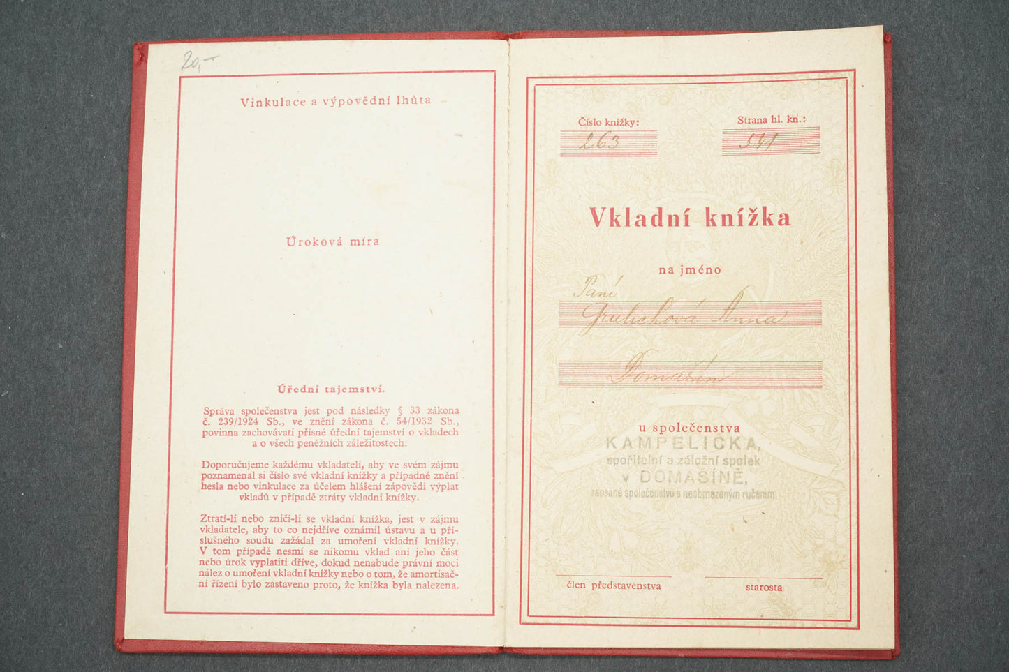 VKLADNÍ KNÍŽKA (x14923)