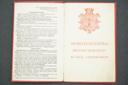 SPOŘITELNÍ KNÍŽKA MĚSTSKÉ SPOŘITELNY NA KRÁL. VYNOHRADECH (x14928)