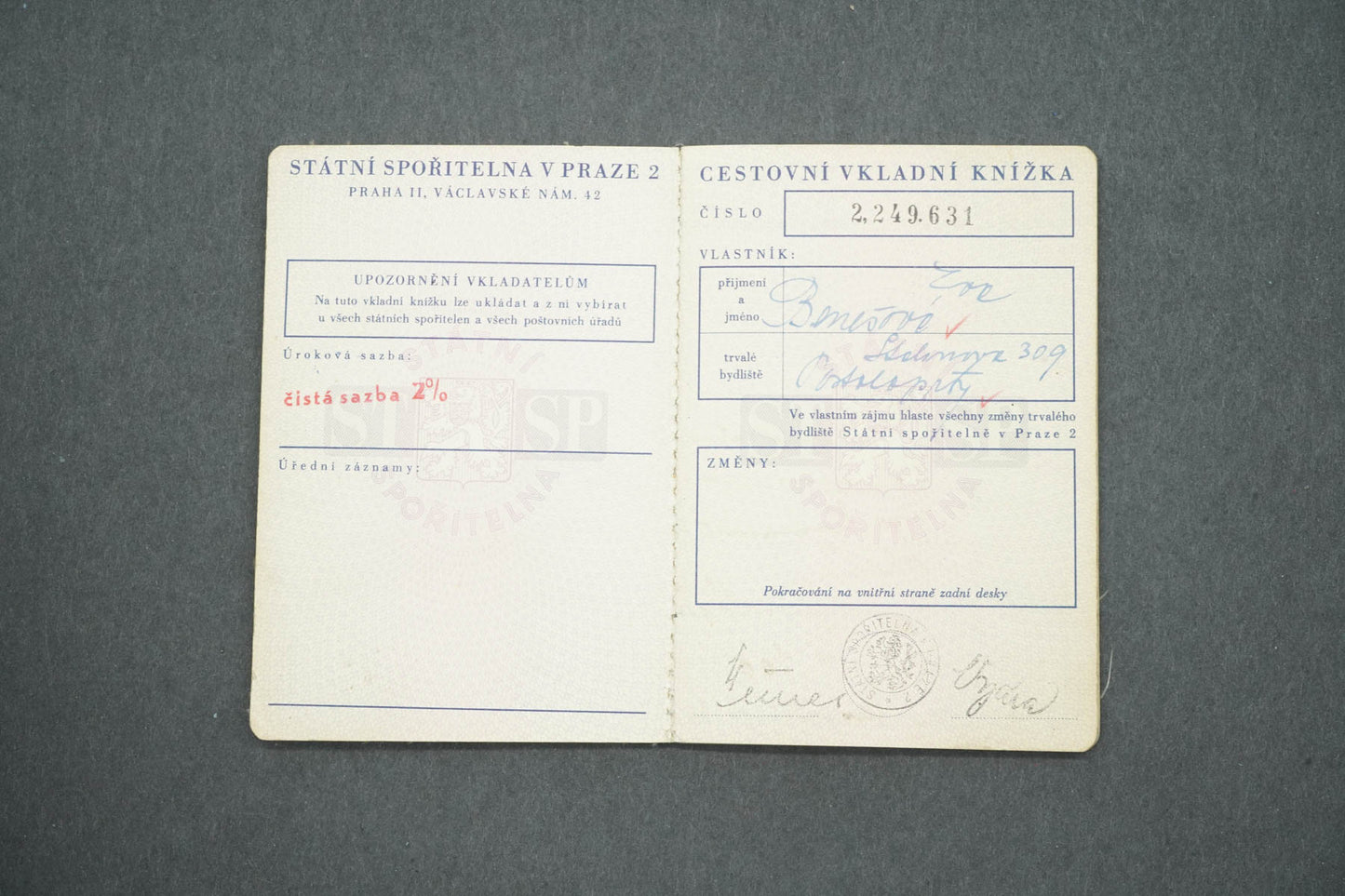 CESTOVNÍ VKLADNÍ KNÍŽKA (x14962)