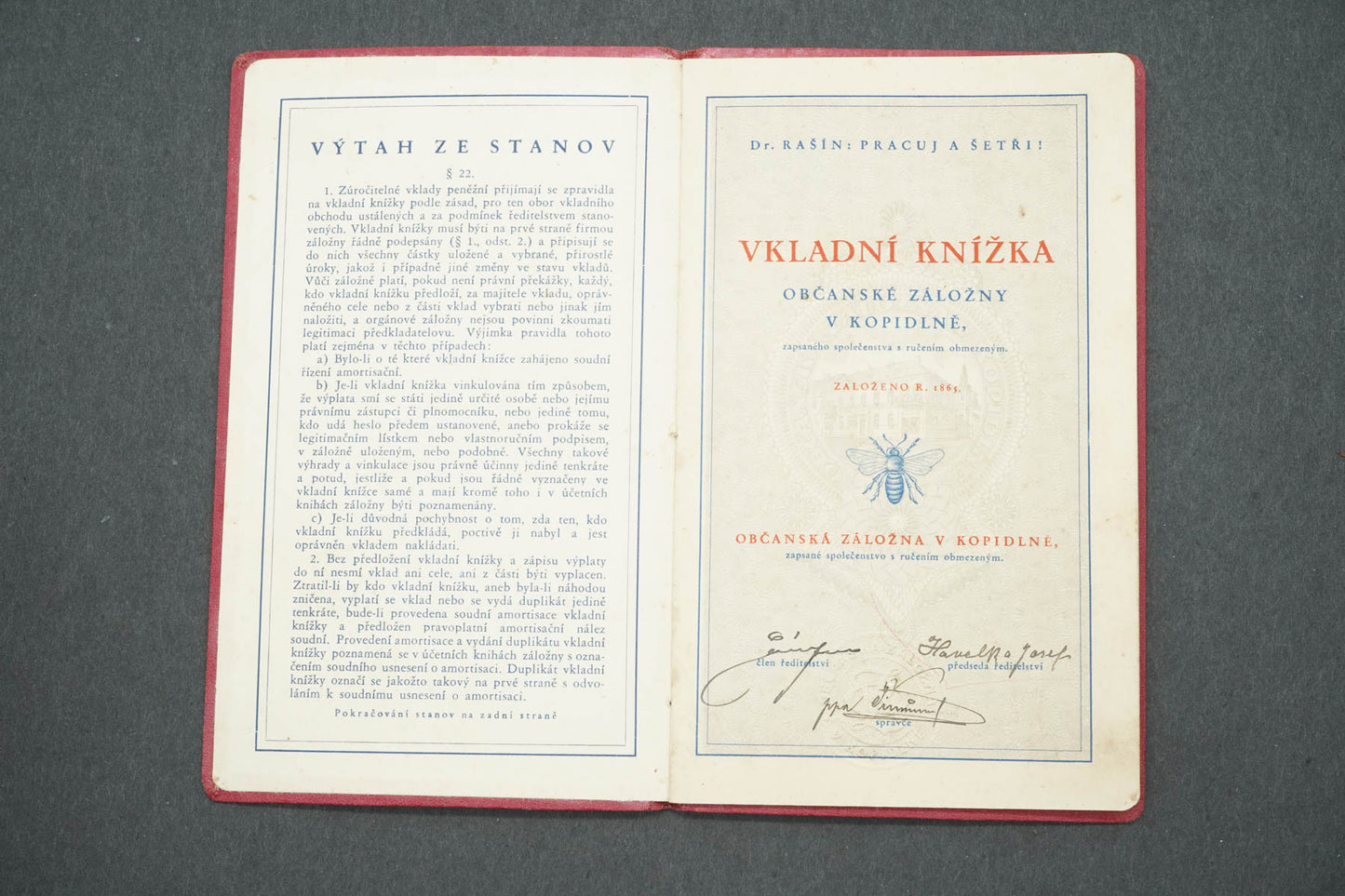 VKLADNÍ KNÍŽKA OBČANSKÉ ZÁLOŽNY V KOPIDLNĚ (x14976)