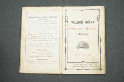 VKLADNÍ KNÍŽKA SPOŘITELNY MĚSTSKÉ V NÁCHODĚ (x14988)