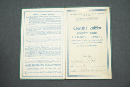 Členská knížka spořitelny ve Rtyni v Podkrkonoší (x14995)